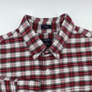 J. Crew Men's Plaid Shirt in Red and White Mens M long sleeve